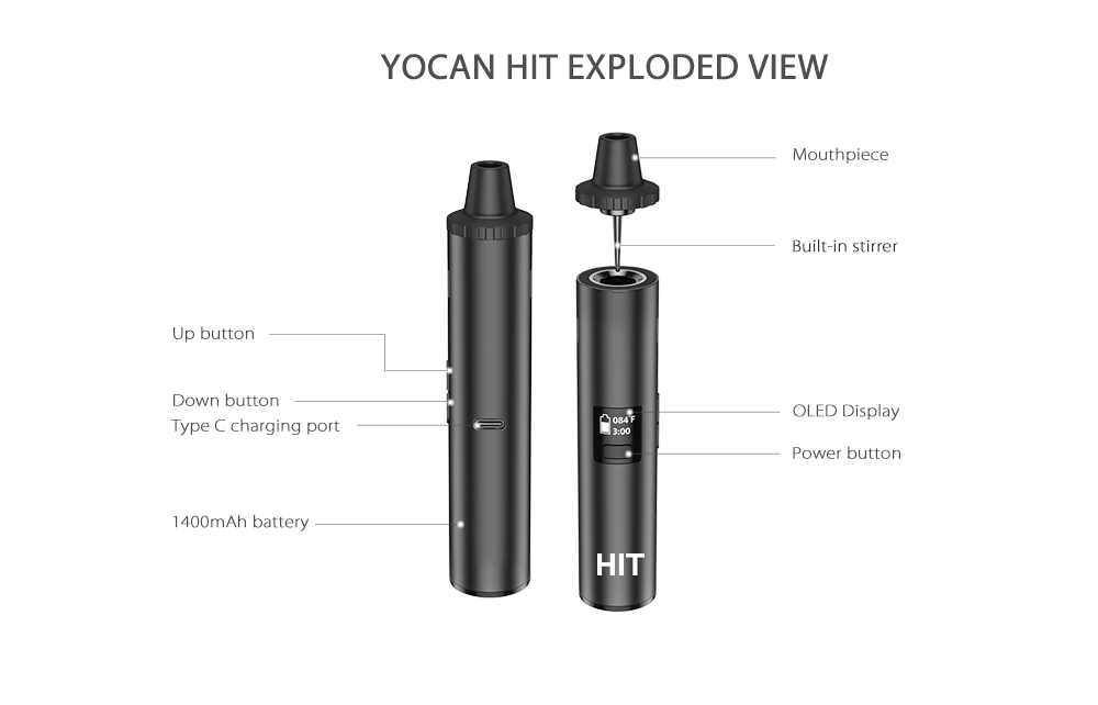Original Yocan Hit Dry Herb Va - đánh giá và giá Vaping Area